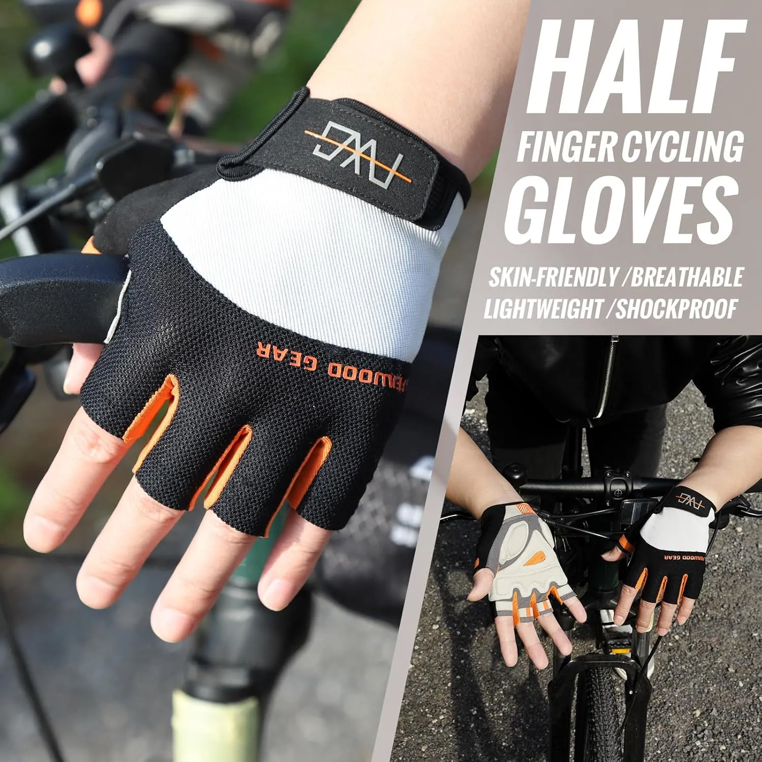 Cycling Gloves Elastic Half Finger Bicycle Gloves Anti-Slip Shock Absorbing Padded MTB/Road Biking Gloves for Men/Women