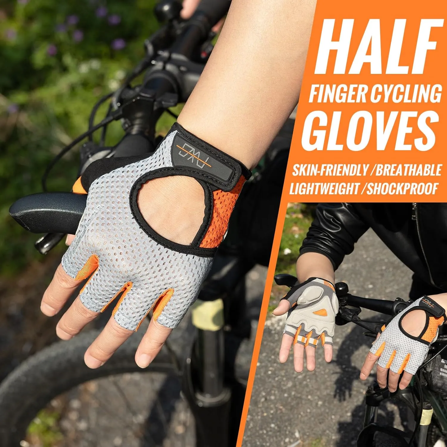Cycling Gloves Elastic Half Finger Bicycle Gloves Anti-Slip Shock Absorbing Padded MTB/Road Biking Gloves for Men/Women