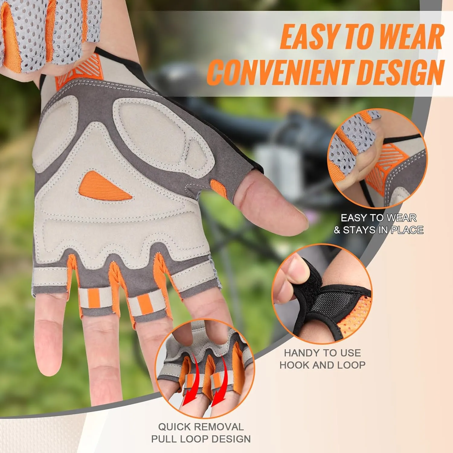 Cycling Gloves Elastic Half Finger Bicycle Gloves Anti-Slip Shock Absorbing Padded MTB/Road Biking Gloves for Men/Women