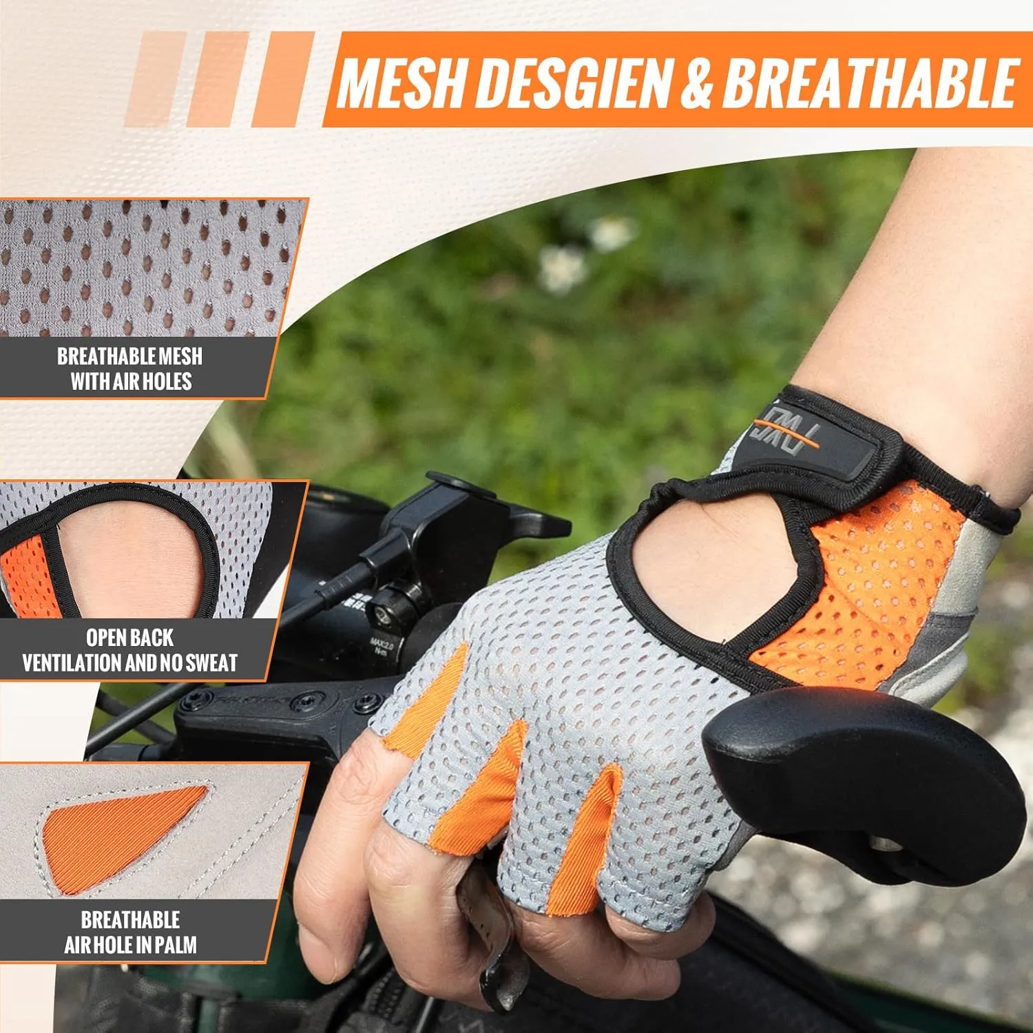 Cycling Gloves Elastic Half Finger Bicycle Gloves Anti-Slip Shock Absorbing Padded MTB/Road Biking Gloves for Men/Women