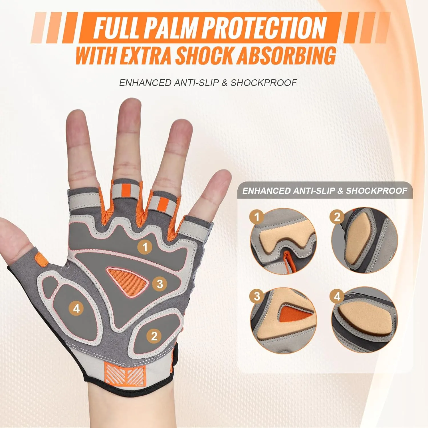 Cycling Gloves Elastic Half Finger Bicycle Gloves Anti-Slip Shock Absorbing Padded MTB/Road Biking Gloves for Men/Women