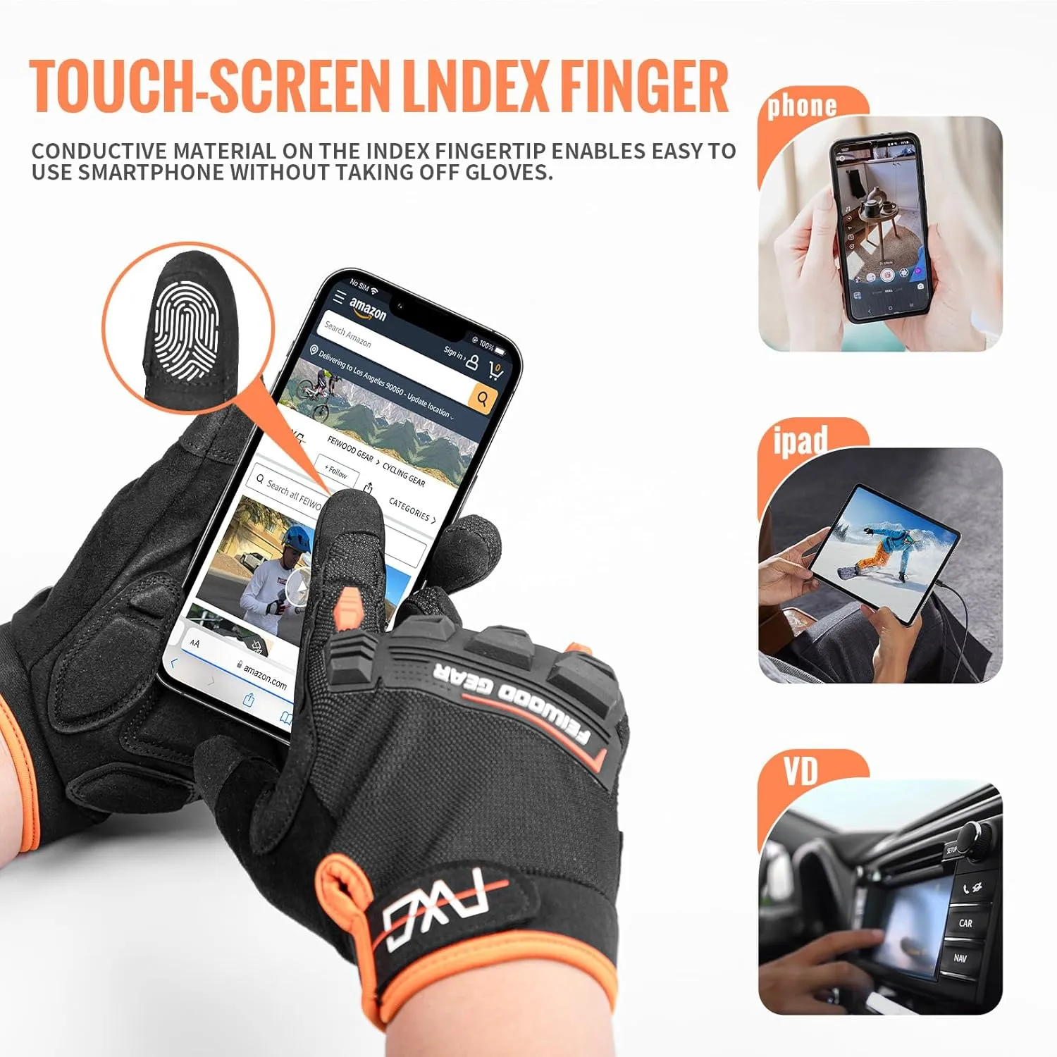 Cycling Gloves for Men/Women-Full Finger Bicycle Gloves Anti-Slip Shock Absorbing Padded MTB/Road Biking Gloves