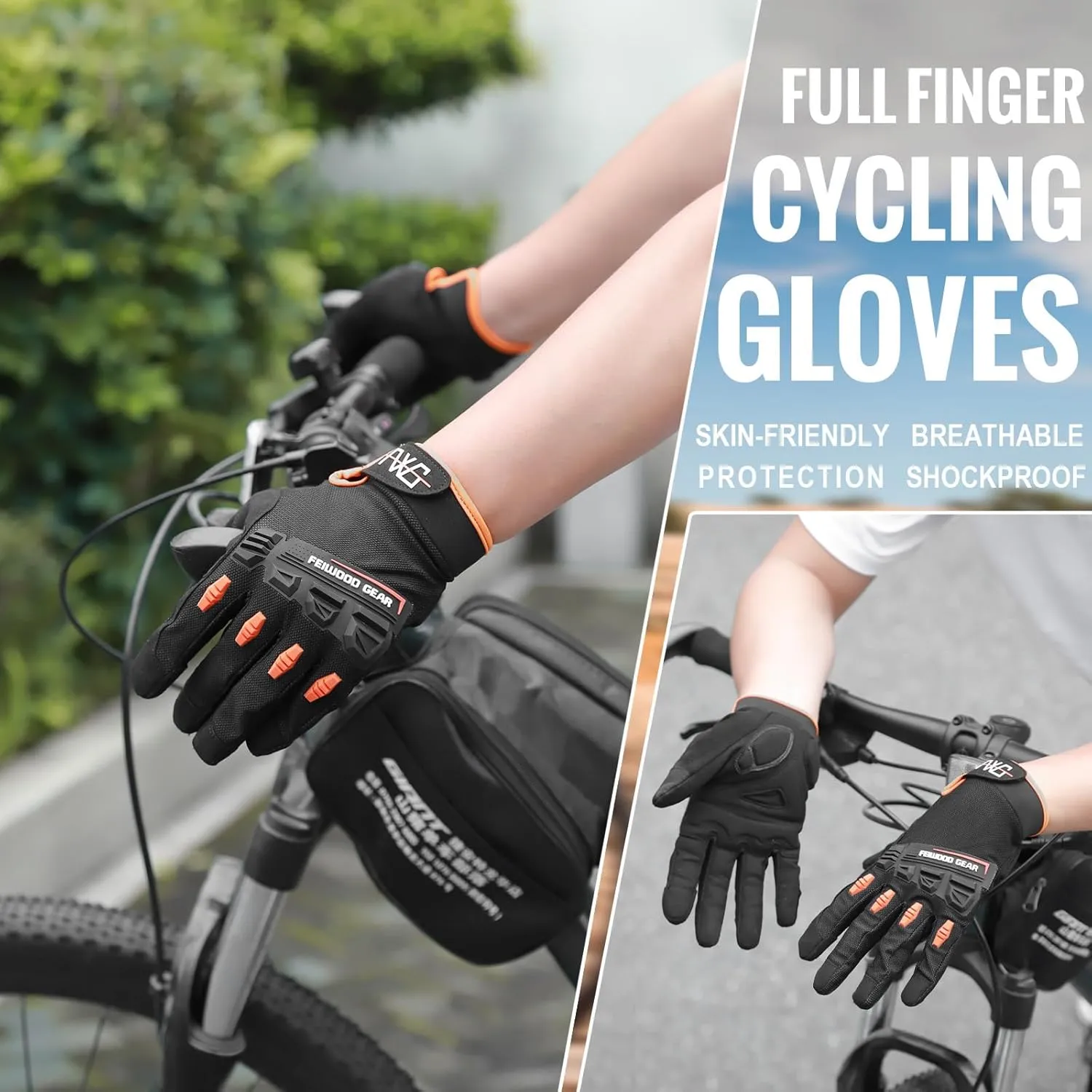 Cycling Gloves for Men/Women-Full Finger Bicycle Gloves Anti-Slip Shock Absorbing Padded MTB/Road Biking Gloves