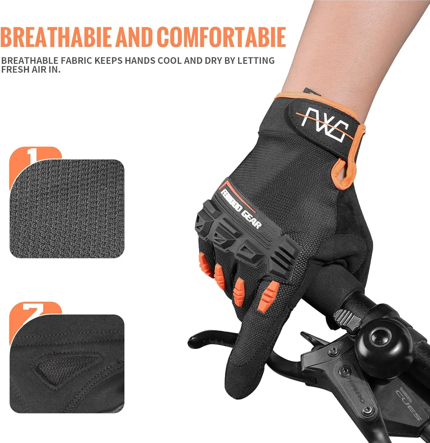 Cycling Gloves for Men/Women-Full Finger Bicycle Gloves Anti-Slip Shock Absorbing Padded MTB/Road Biking Gloves