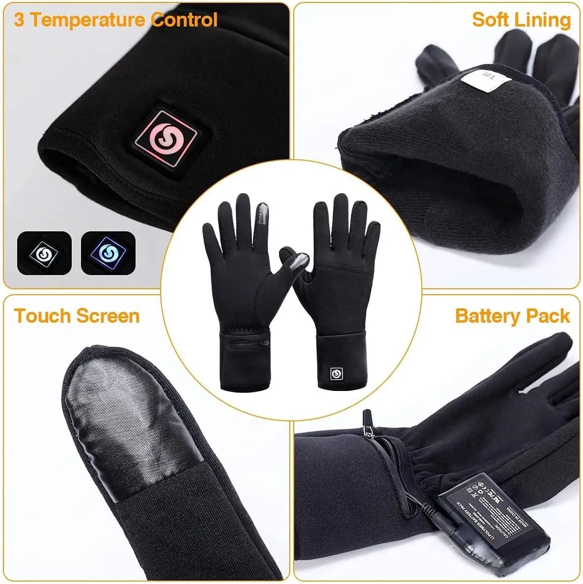 DAY WOLF Heated Glove Liners Electric Gloves for Men Women Rechargeable Battery Hand Warmer for Winter Sports Snow Biking Riding Skiing Cycling Hunting Snowboarding
