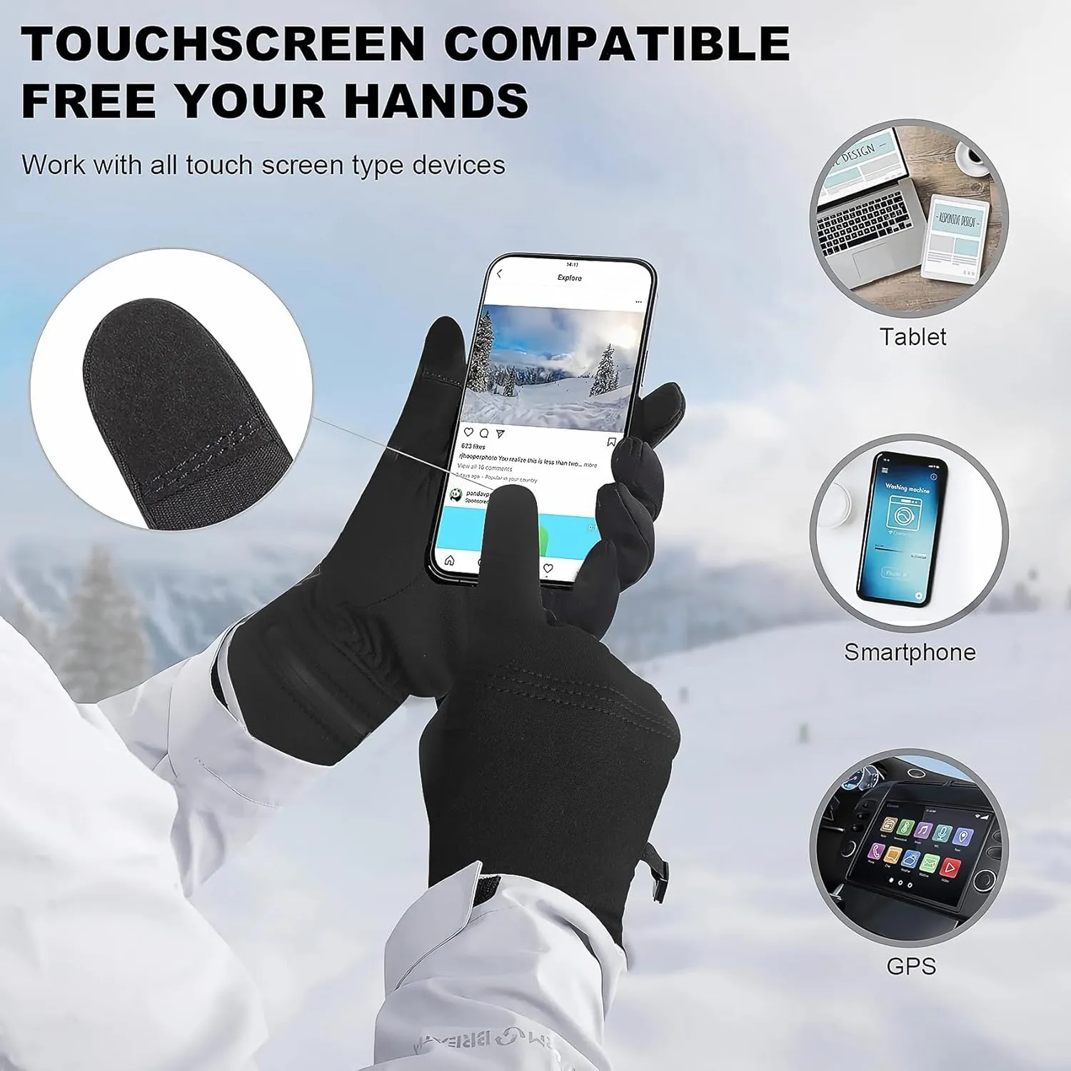 DAY WOLF Heated Glove Liners Electric Gloves for Men Women Rechargeable Battery Hand Warmer for Winter Sports Snow Biking Riding Skiing Cycling Hunting Snowboarding