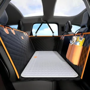 Dog Car Seat Cover for Back Seat Extender with Pet Bed Mat, Hard Bottom Pet Car Seat Protector, Non-Slip Durable Dog Hammock in Car SUV