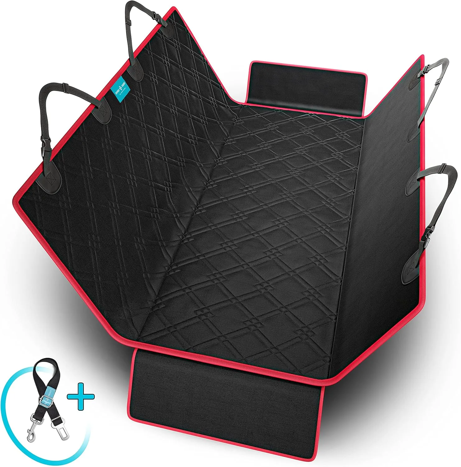 Dog Car Seat Cover Hammock Pet Seat Cover Protector for Cars Truck & SUV 100% Waterproof - Machine Washable - Durable Dirt Leak Proof Heavy Duty Material Seat Belt Leash Included Special Design