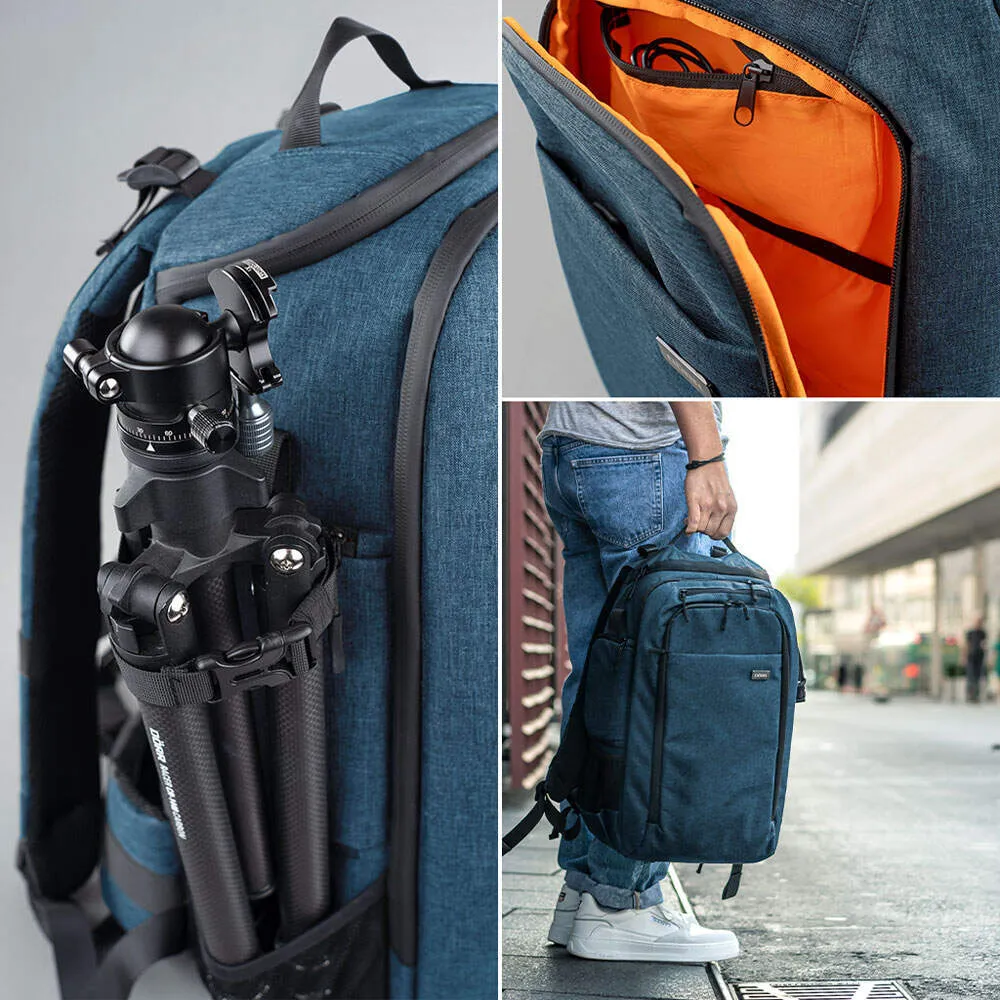 Dorr Prag Pro Photo Camera Backpack 20L | Internal 29 x 15 x 46 (cm) | Rain Cover | Blue