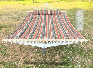 Double Hammock with Quilted Fabric and Spreader Bars,Longer and Sturdier,Quality Hammocks for Outdoor Indoor Patio Yard