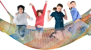 Double Layer Safety Netting, Kids Climbing Game Protection Net for Backyard Playground, Suspension Bridge Fence Net, Children's Bedroom Patio Hammock Net(Size:3.3x9.8FT(1x3M),Color:Multicolor)