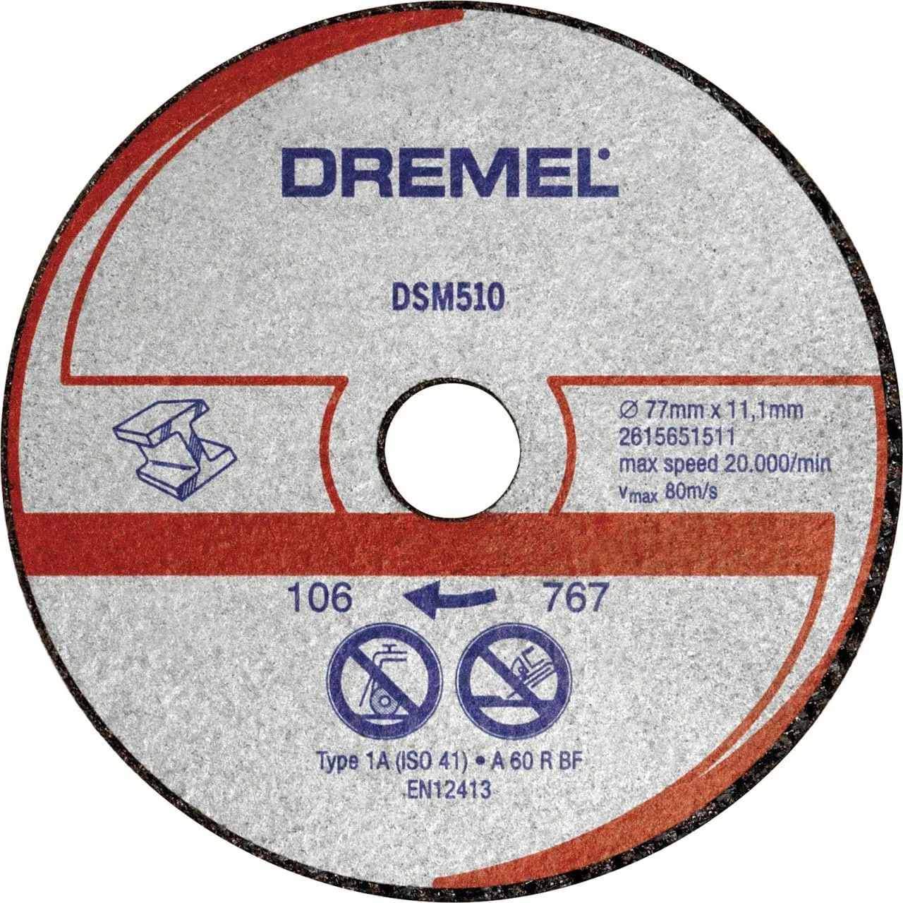 Dremel DSM510 Multifunctional Cutting Disc Multipack, Accessory Set with 3 Cutting Discs 77 mm for Circular Saw for Sawing and Separating Wood and Soft Materials