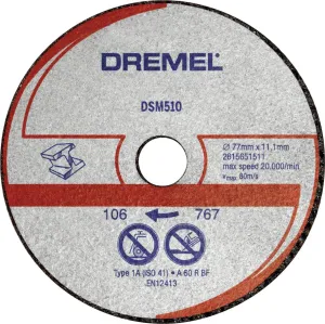 Dremel DSM510 Multifunctional Cutting Disc Multipack, Accessory Set with 3 Cutting Discs 77 mm for Circular Saw for Sawing and Separating Wood and Soft Materials