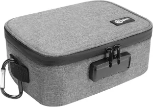 Egooz Classic Smell Proof Stash Bag with Combination Lock - Waterproof Smell Proof Stash Case for Travel and Home, Premium Smell Proof Containers Box for Storing Your Products, Grey