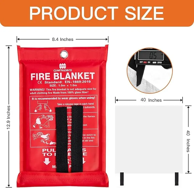 Emergency Fire Blanket 4 Pack, 40” x 40” Fire Suppression Blanket Fireproof Fiberglass Blanket for Home Survival, Fire Retardant Blanket Fire Extinguisher Blanket with Gloves for Kitchen Camping