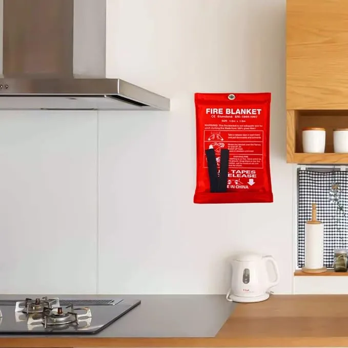 Emergency Fire Blanket for Home Kitchen Fiberglass Fire Suppression Blanket Great for School,Office,Camping,Grill,Car,Warehouse,Emergency Surival Safety (1 Pack,39 in X 39 in)