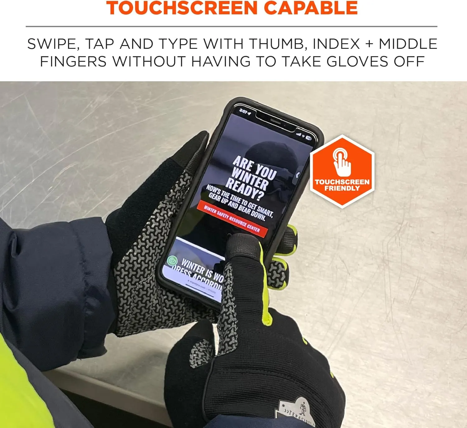 Ergodyne ProFlex 850 Insulated Freezer Gloves, Grip Palm, Touch Screen Capable, Cold Storage Work