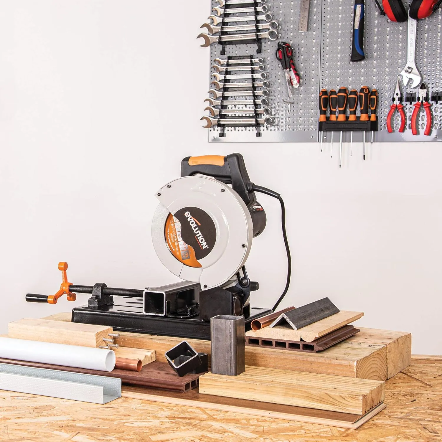 Evolution Power Tools RAGE4 7-1/4-Inch TCT Multipurpose Cutting Chop Saw, Orange