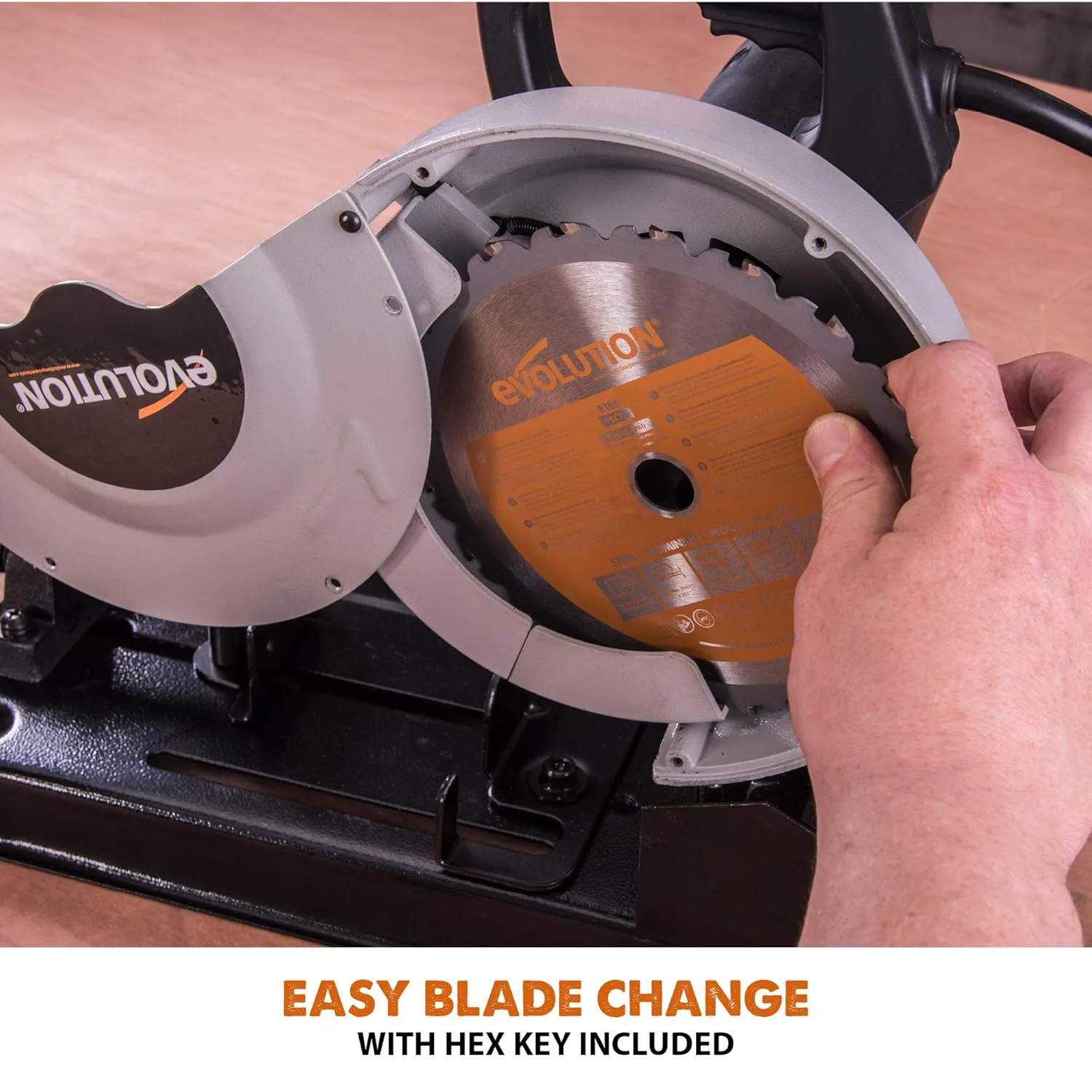 Evolution Power Tools RAGE4 7-1/4-Inch TCT Multipurpose Cutting Chop Saw, Orange