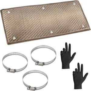Exhaust Heat Shield, 6" x 12" Exhaust Wrap Heat Shield for Motorcycle Car ATV, Titanium Pipe Shield Wrap for Hoses, Lines, and Electrical Wiring Header Muffler Airbag Protection