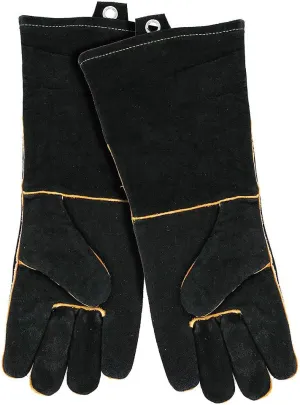 Extra Long Leather Gloves, Extreme High Heat Resistant Gloves, Rugged but Comfortable for Outdoor Cooking, Oven Use, Campfire, Bonfire, Grilling, Fire Pits, Hot Logs, Backyard BBQ by Mr Bar-B-Q 40113Y