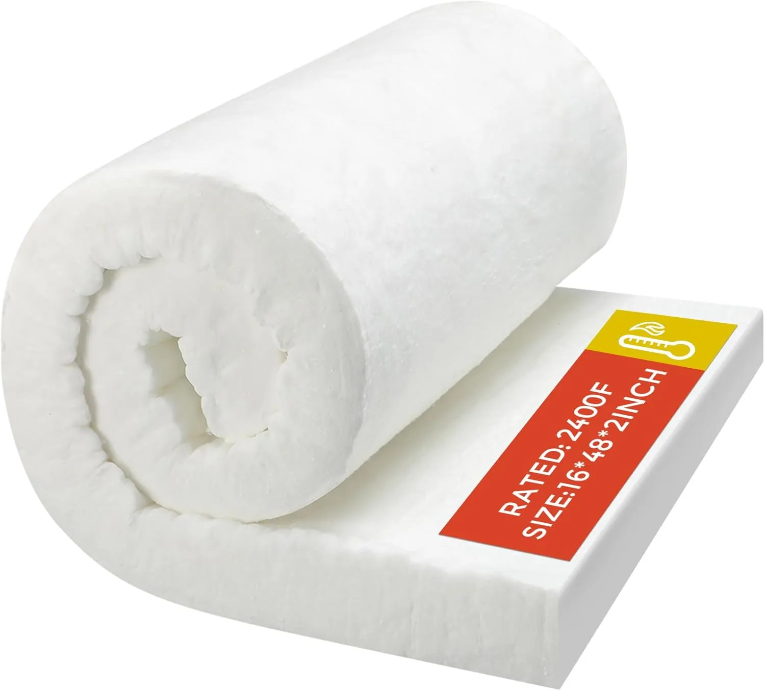 Fanfanwin Ceramic Fiber Insulation 2" Thick x 16" x 48", Fireproof Insulation Baffle Rated to 2400f Ceramic Fiber Blanket for Forge, Foundry, Stoves, Furnace, Kilns, Fire Bricks, Boilers, Kilns, Ovens