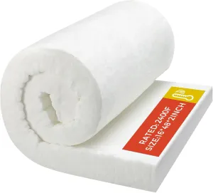 Fanfanwin Ceramic Fiber Insulation 2" Thick x 16" x 48", Fireproof Insulation Baffle Rated to 2400f Ceramic Fiber Blanket for Forge, Foundry, Stoves, Furnace, Kilns, Fire Bricks, Boilers, Kilns, Ovens