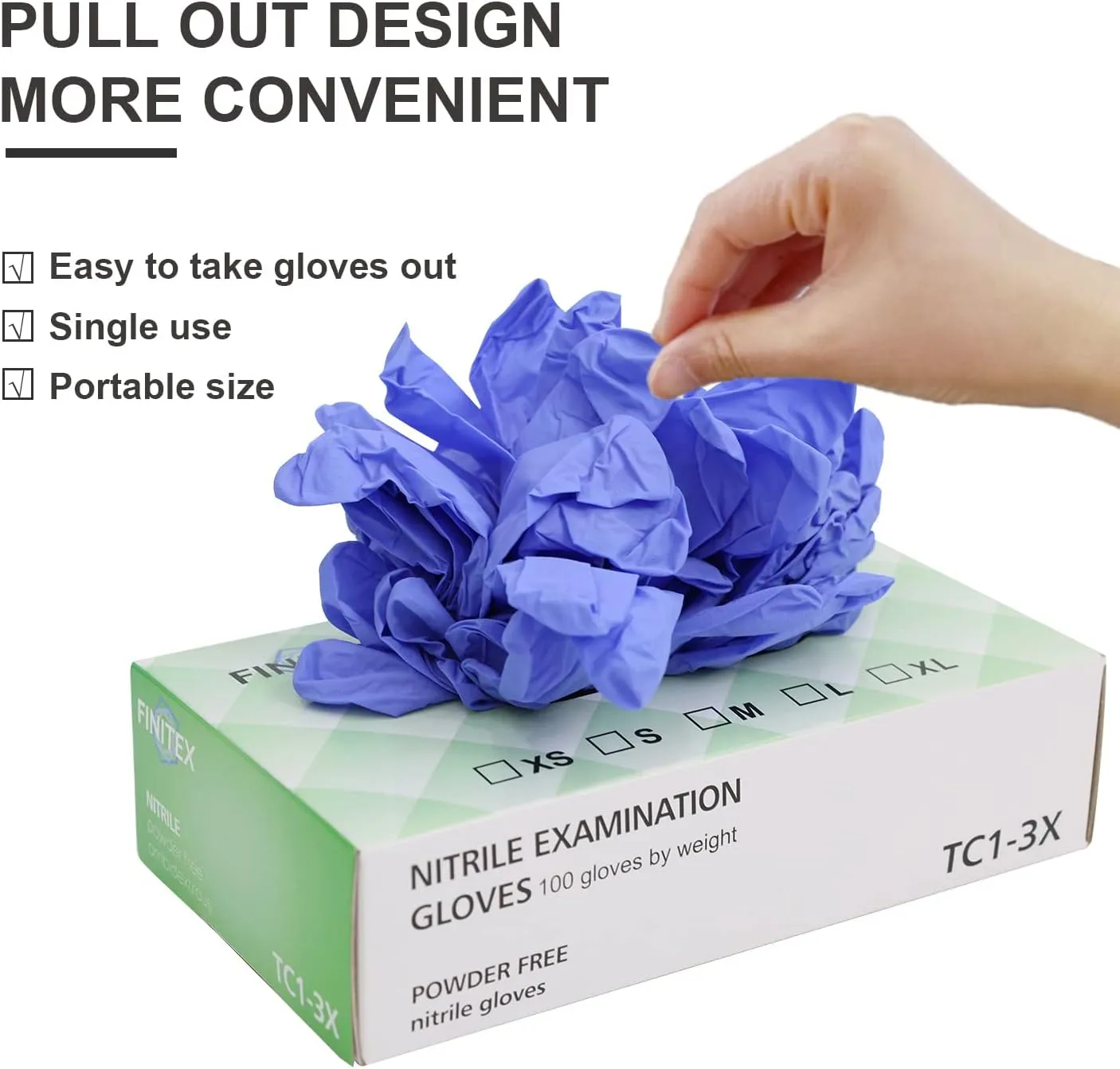 FINITEX Nitrile Disposable Medical Exam Gloves - Ice Blue 3.2 mil Latex-Free Gloves Examination Cleaning Food Gloves