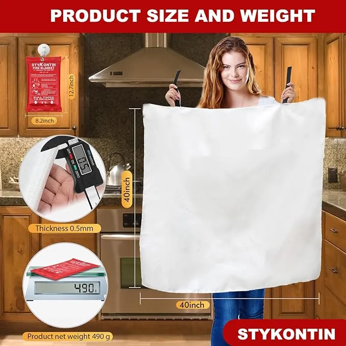 Fire Blanket, 4 Pack Fiberglass Fire Retardant Blankets, 40×40 inch, Emergency Fireproof Blankets for Home, Kitchen, Camping, Grill, Car, Office