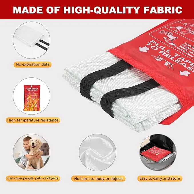 Fire Blanket, 4 Pack Fiberglass Fire Retardant Blankets, 40×40 inch, Emergency Fireproof Blankets for Home, Kitchen, Camping, Grill, Car, Office