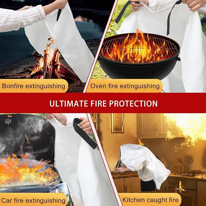 Fire Blanket, 4 Pack Fiberglass Fire Retardant Blankets, 40×40 inch, Emergency Fireproof Blankets for Home, Kitchen, Camping, Grill, Car, Office