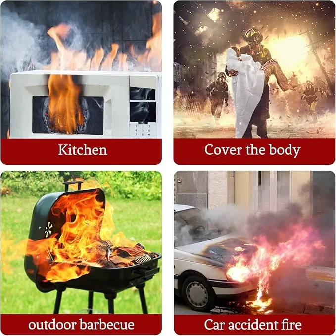 Fire Blanket 4 Pack for Home and Kitchen,4 Pack 40"x40" Flame Suppression Fiberglass Fire Blankets for House Camping Car Office Warehouse Emergency Survival Safety