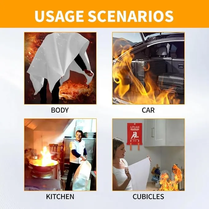 Fire Blankets Emergency for Home, 6 Pack Fire Suppression Blanket, 40” x 40” Fire Blanket for Kitchen, Fireproof Fiberglass Fire Safety Blanket for Office, School, Camping, Grill, Car, Warehouse