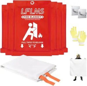 Fire Blankets Emergency for Home, 6 Pack Fire Suppression Blanket, 40” x 40” Fire Blanket for Kitchen, Fireproof Fiberglass Fire Safety Blanket for Office, School, Camping, Grill, Car, Warehouse