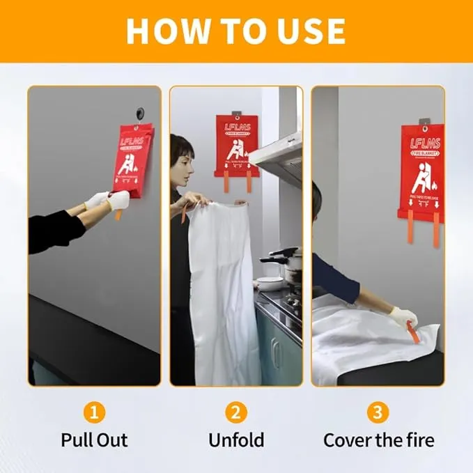 Fire Blankets Emergency for Home, 6 Pack Fire Suppression Blanket, 40” x 40” Fire Blanket for Kitchen, Fireproof Fiberglass Fire Safety Blanket for Office, School, Camping, Grill, Car, Warehouse