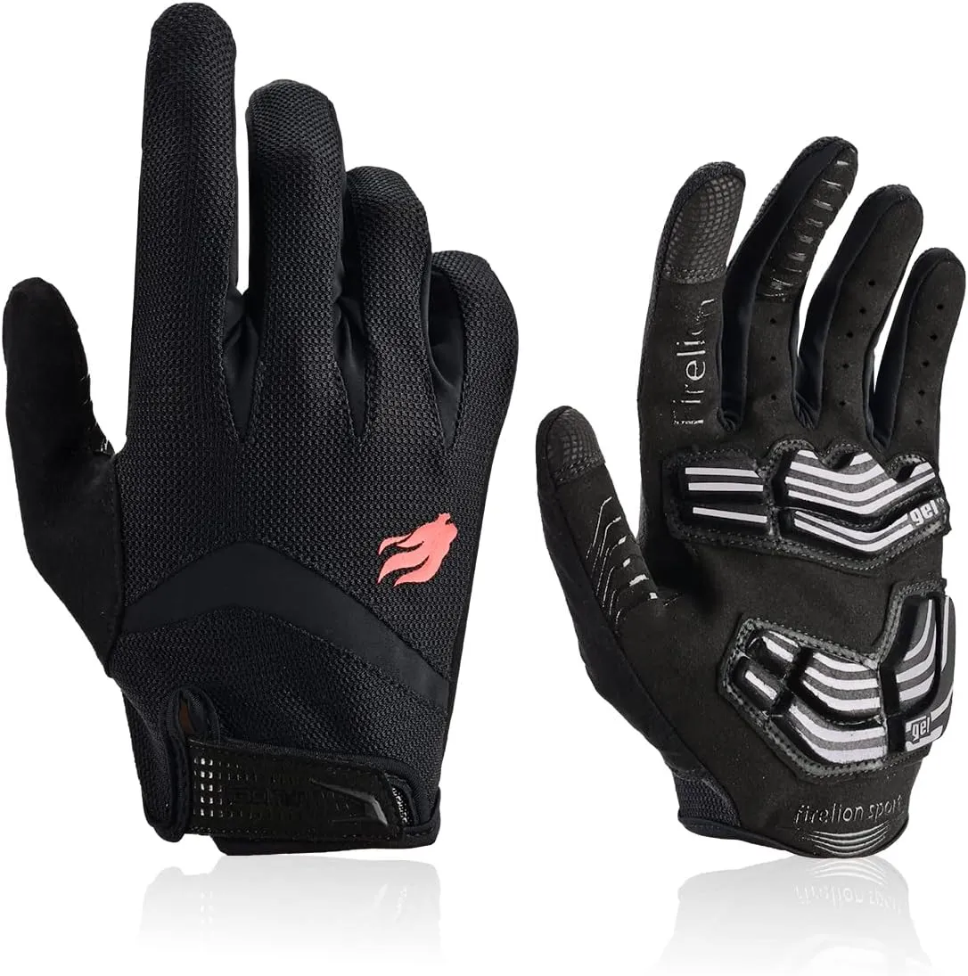 FIRELION Cycling Gloves for Men/Women - Full Finger/Half Finger Padded Bicycle Gloves with Non-Slip, Shock-Absorbing Touchscreen Technology for MTB, DH, Road Racing & Outdoor Use