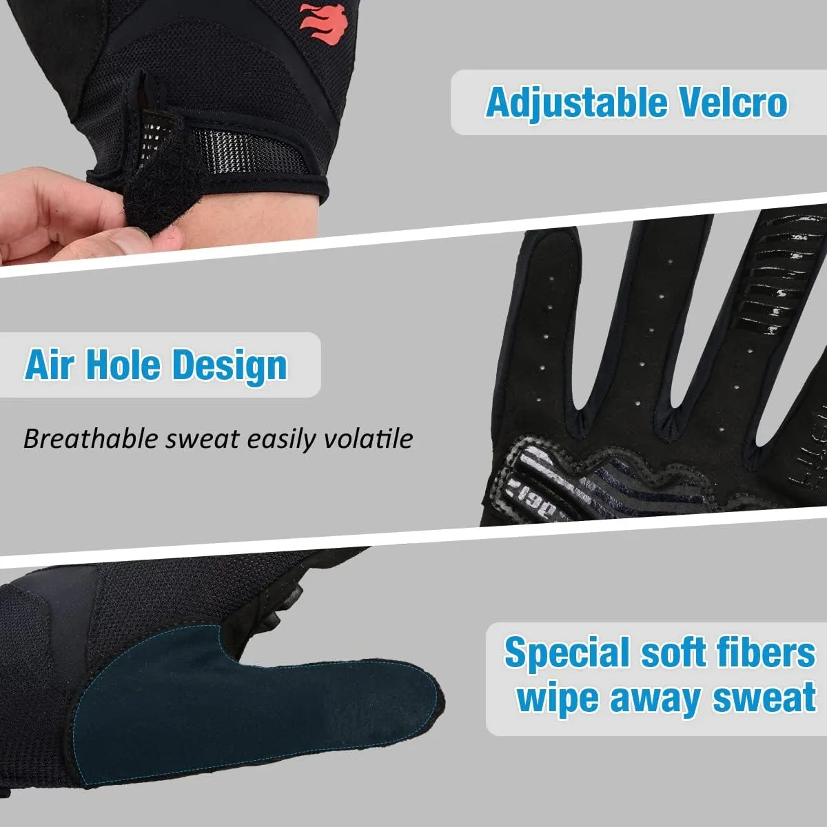 FIRELION Cycling Gloves for Men/Women - Full Finger/Half Finger Padded Bicycle Gloves with Non-Slip, Shock-Absorbing Touchscreen Technology for MTB, DH, Road Racing & Outdoor Use