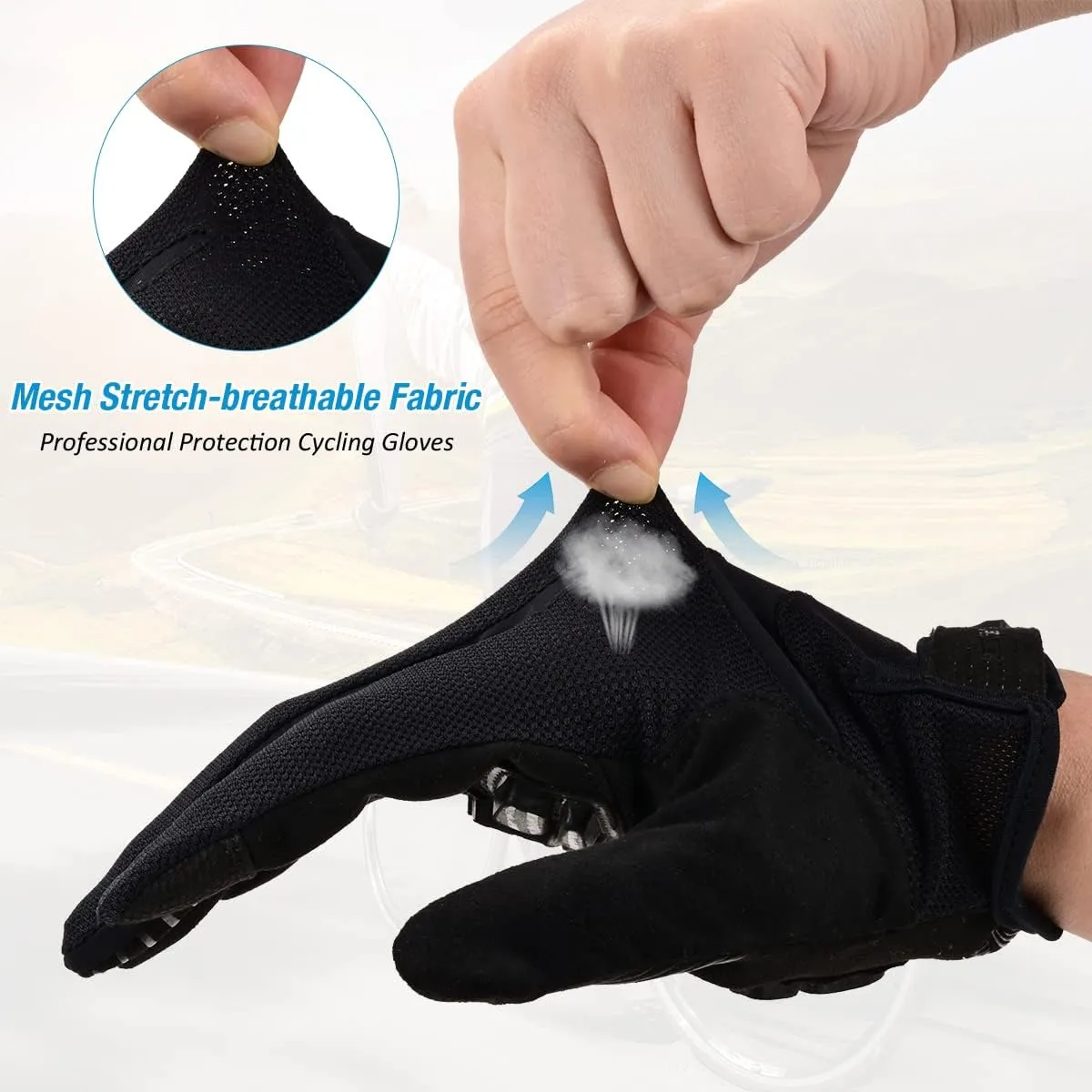 FIRELION Cycling Gloves for Men/Women - Full Finger/Half Finger Padded Bicycle Gloves with Non-Slip, Shock-Absorbing Touchscreen Technology for MTB, DH, Road Racing & Outdoor Use
