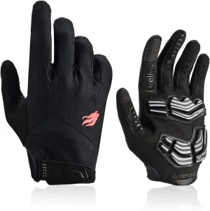 FIRELION Cycling Gloves for Men/Women - Full Finger/Half Finger Padded Bicycle Gloves with Non-Slip, Shock-Absorbing Touchscreen Technology for MTB, DH, Road Racing & Outdoor Use