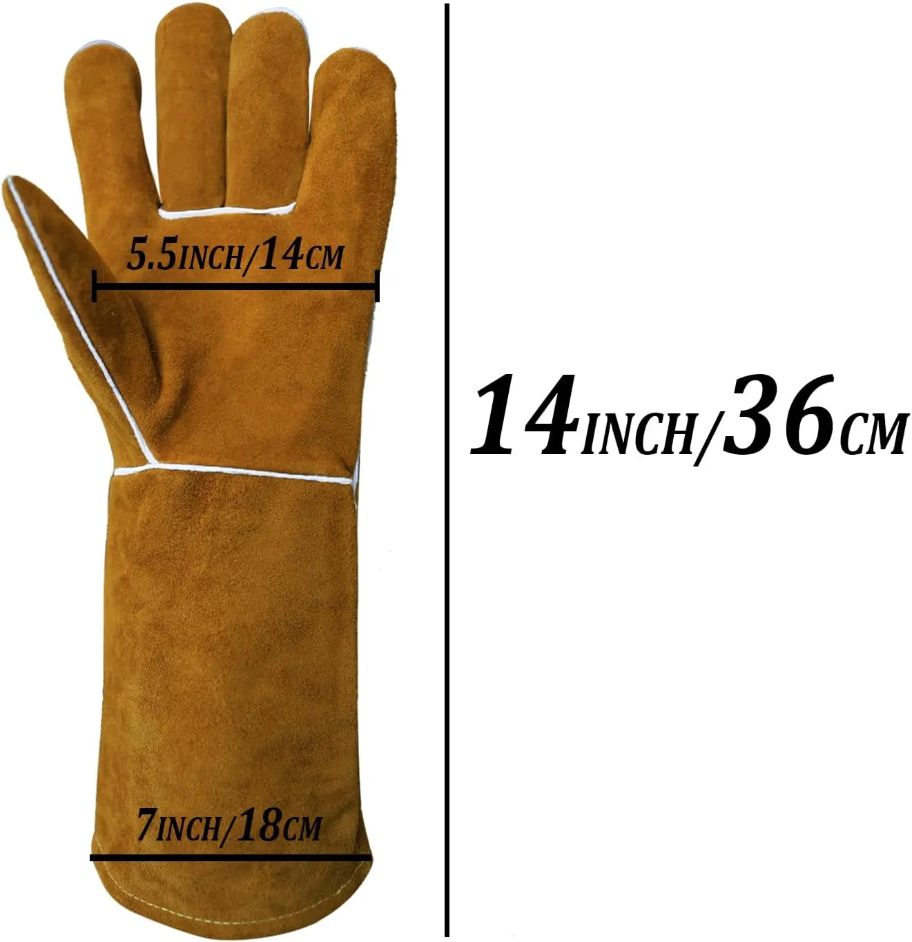 Fireproof Woodburner Leather Gloves,Heavy Duty Gloves,Heat Resistant Mitts for Baking Grill,Oven,BBQ,Stove
