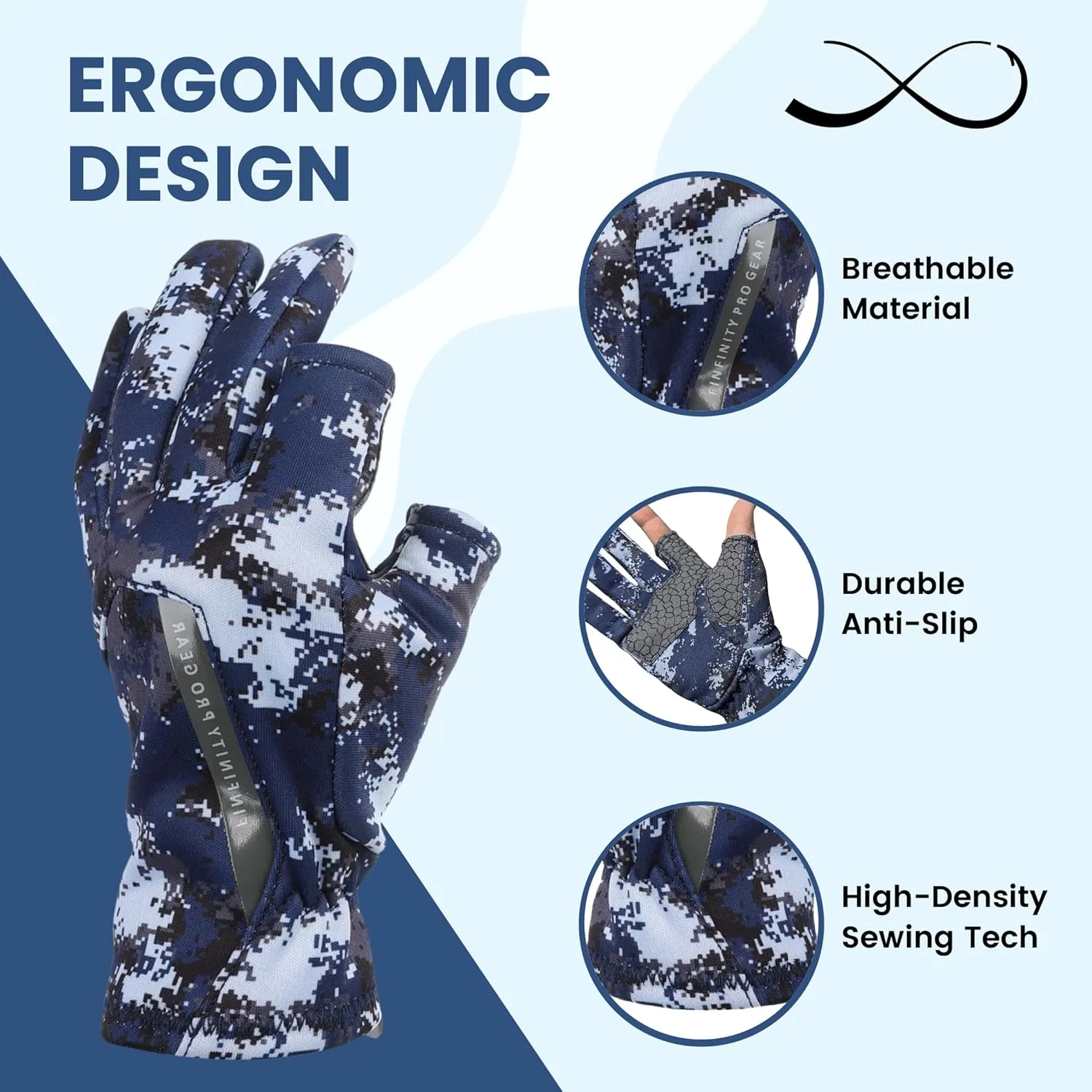 Fishing Gloves - Glove Men Women, Slip Resistant, Salt Fresh Camo Fish Accessories, SPF UV Sun Protection, Cold Hot Weather Breathable, Kayaking Paddling Hiking Sailing Rowing