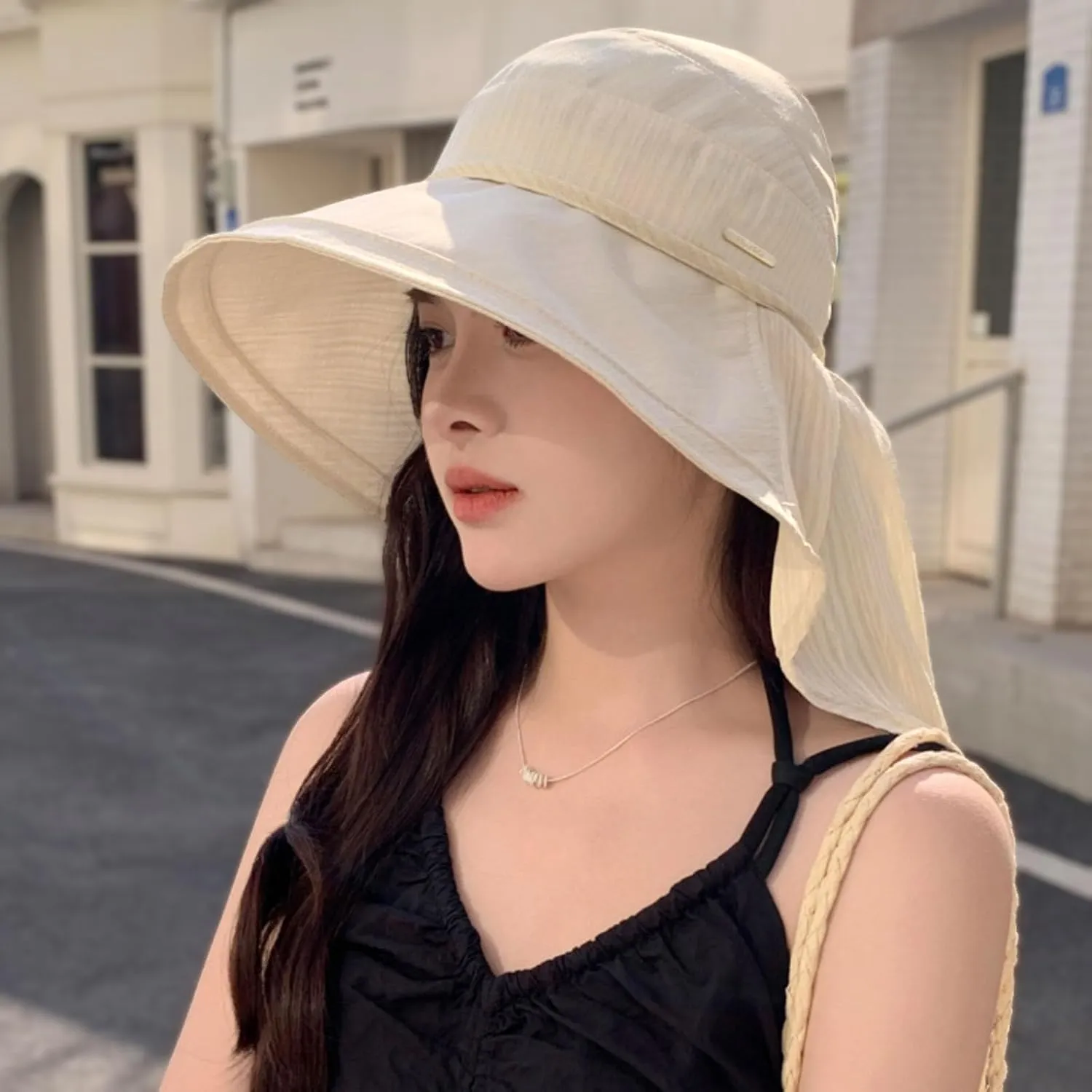 Fishing Hat with Neck Shield Open Top Breathable Packable Sun Hat for Women