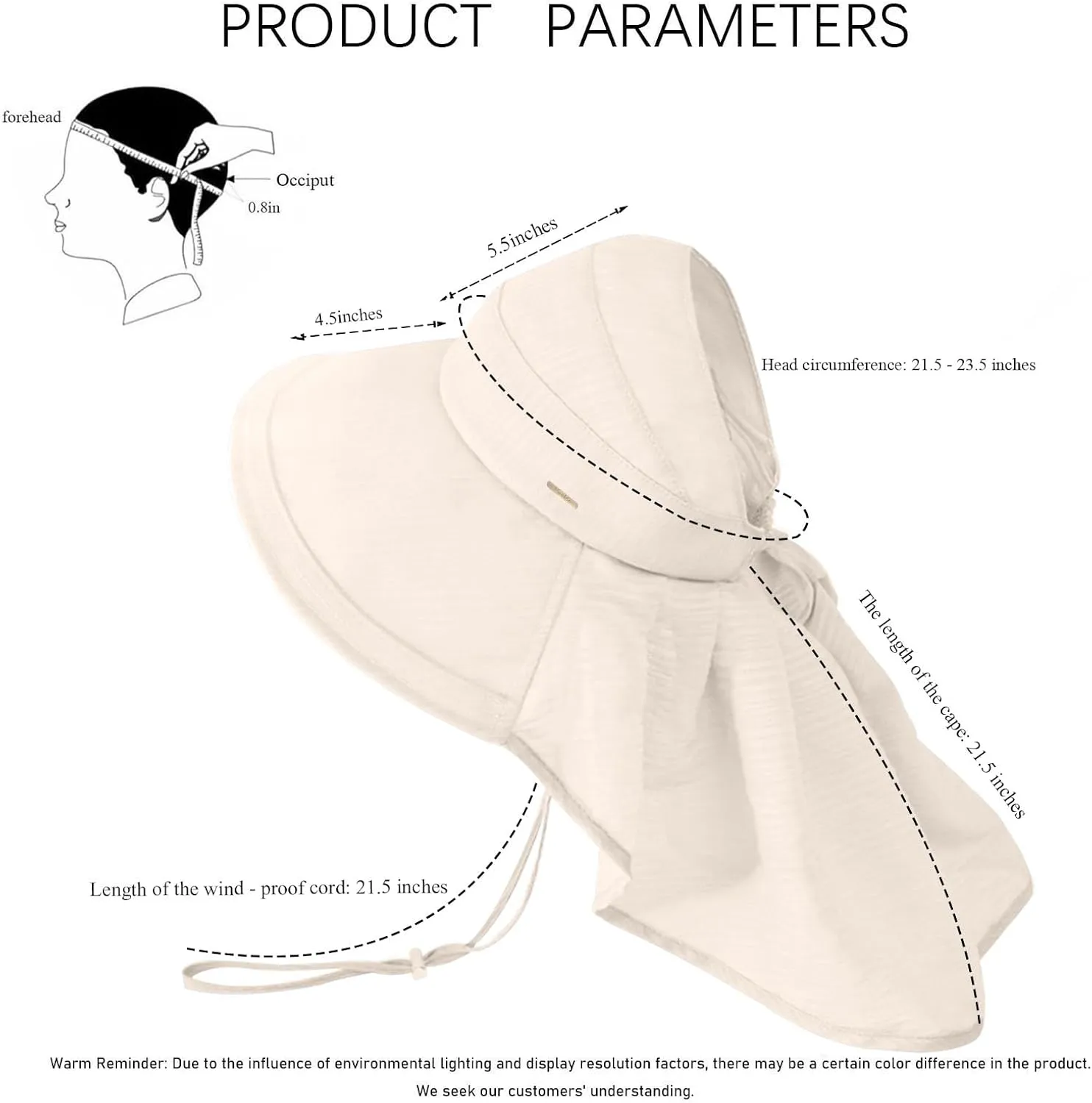 Fishing Hat with Neck Shield Open Top Breathable Packable Sun Hat for Women