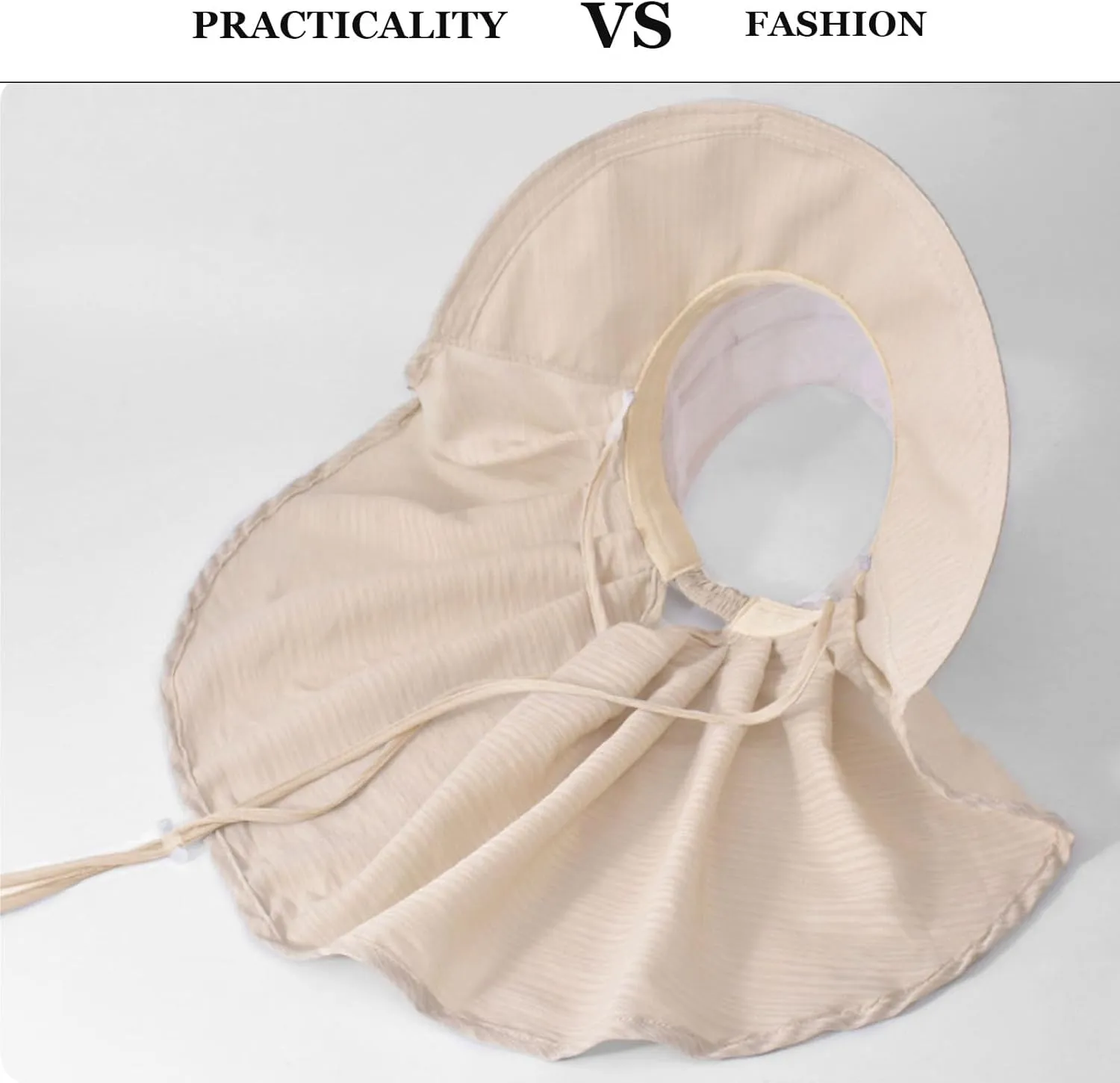 Fishing Hat with Neck Shield Open Top Breathable Packable Sun Hat for Women