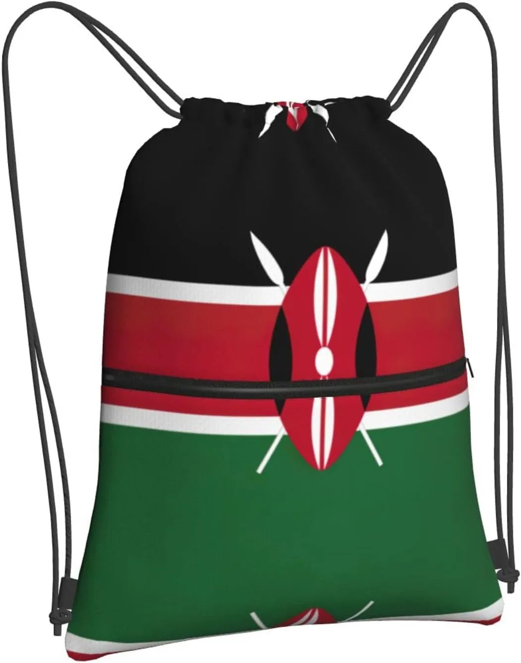 Flag Of Kenya Drawstring Backpack For Bike Riding, String Cinch Bag For Men Women