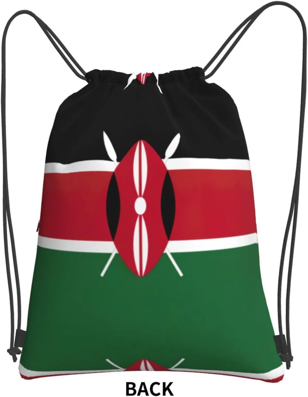 Flag Of Kenya Drawstring Backpack For Bike Riding, String Cinch Bag For Men Women
