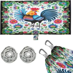 Floral Rooster Camping Hammock, Single Portable Hammocks with Tree Straps & Attached Carry Bag, 330Lbs Capacity Perfect for Outside Indoor Hiking Beach Backpack Travel