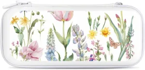 Flowers Tulip Butterflies Compatible with Switch Carrying Case Hard Travel Game Bag Pouch with 15 Games Accessories