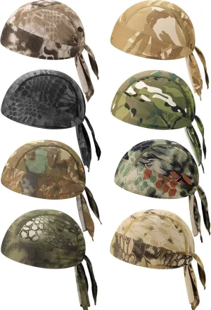 Foaincore 8 Pack Do Rag Skull Caps for Men Sweat Wicking Doo Rags Cooling Helmet Liner Cycling Motorcycle Bandana
