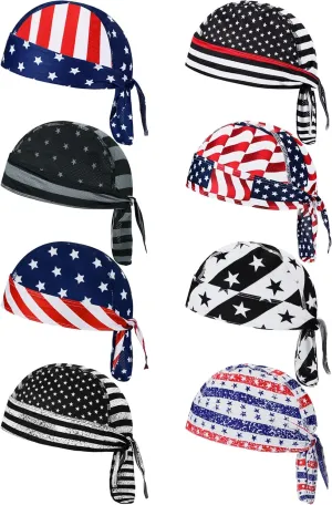 Foaincore 8 Pack Do Rag Skull Caps for Men Sweat Wicking Doo Rags Cooling Helmet Liner Cycling Motorcycle Bandana